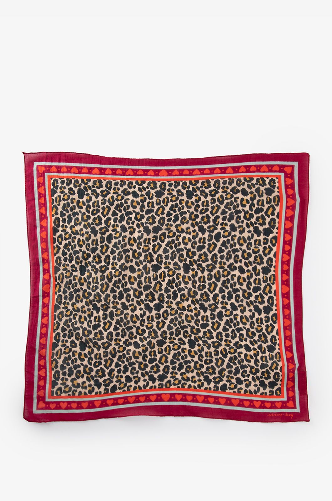 Foulard avec imprimé léopard - rouge