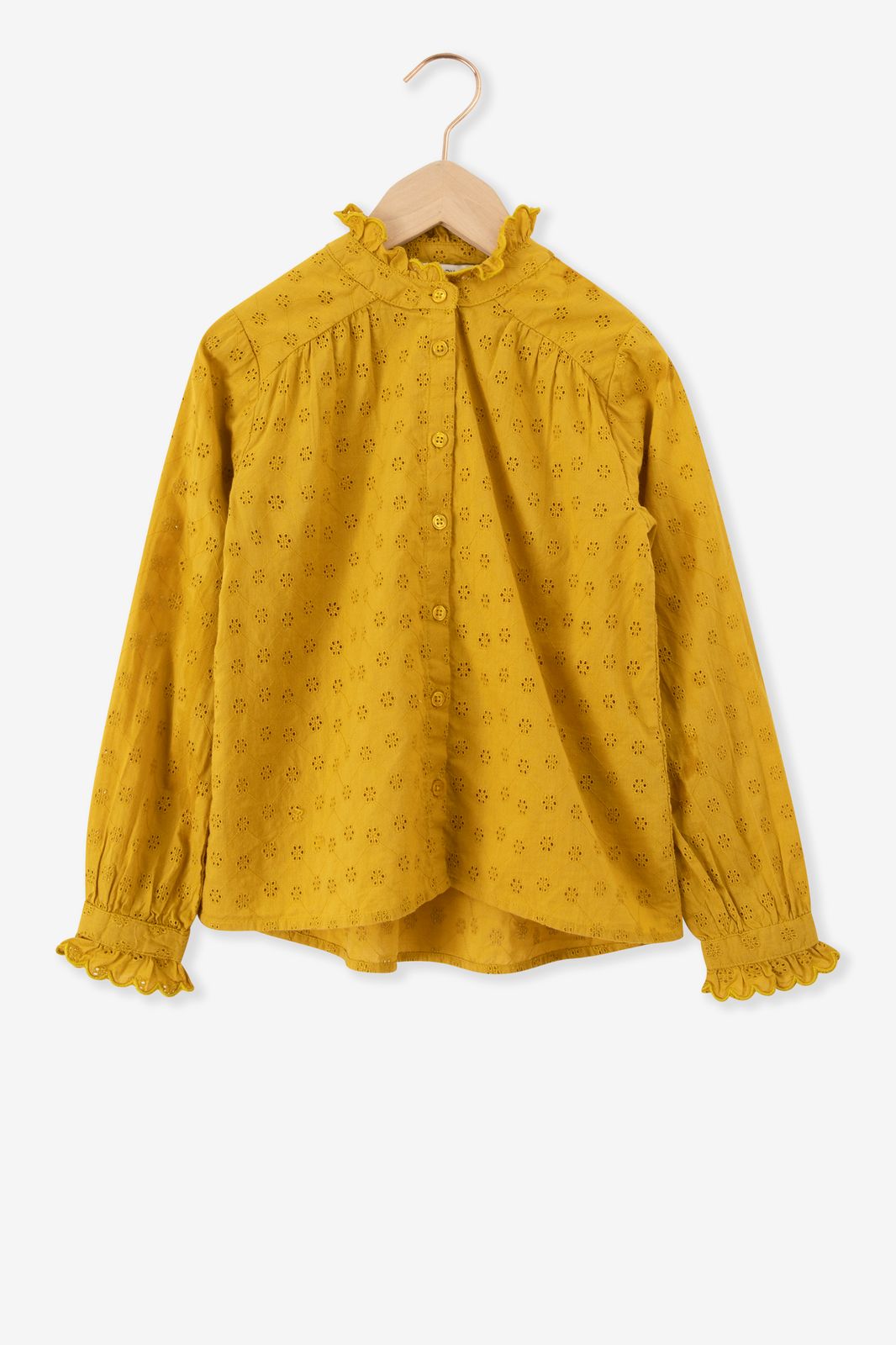 Blouse avec broderie anglaise - jaune
