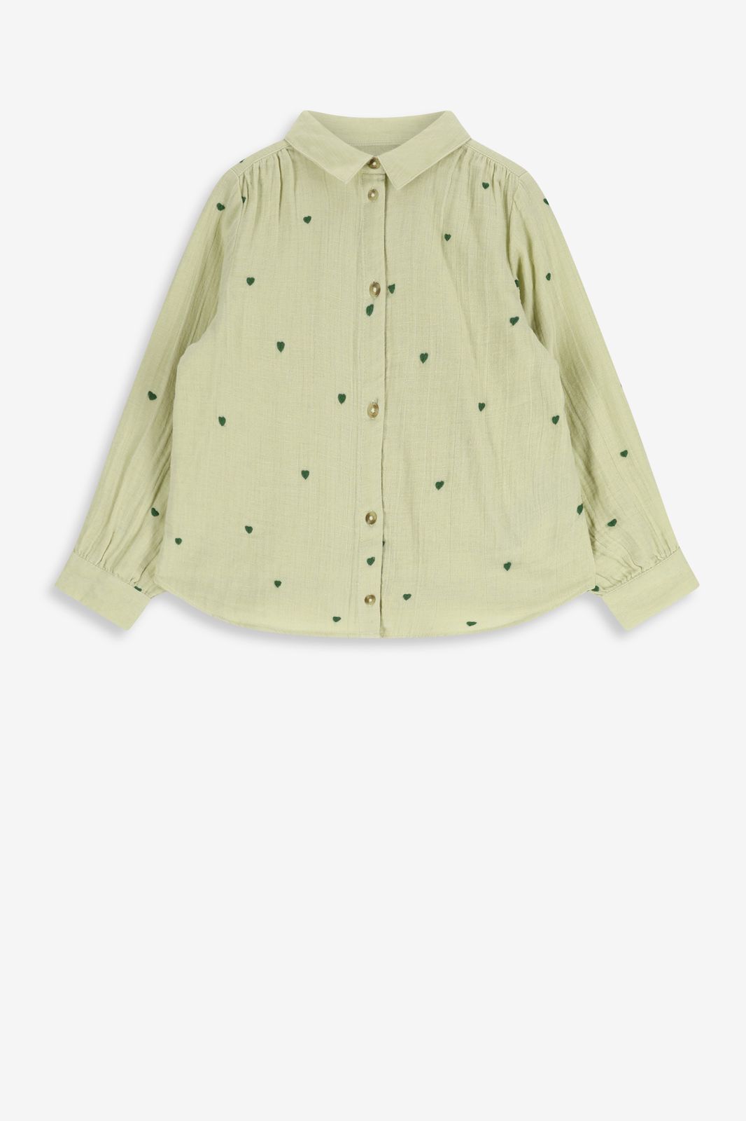 Blouse avec broderie de cœurs - vert clair