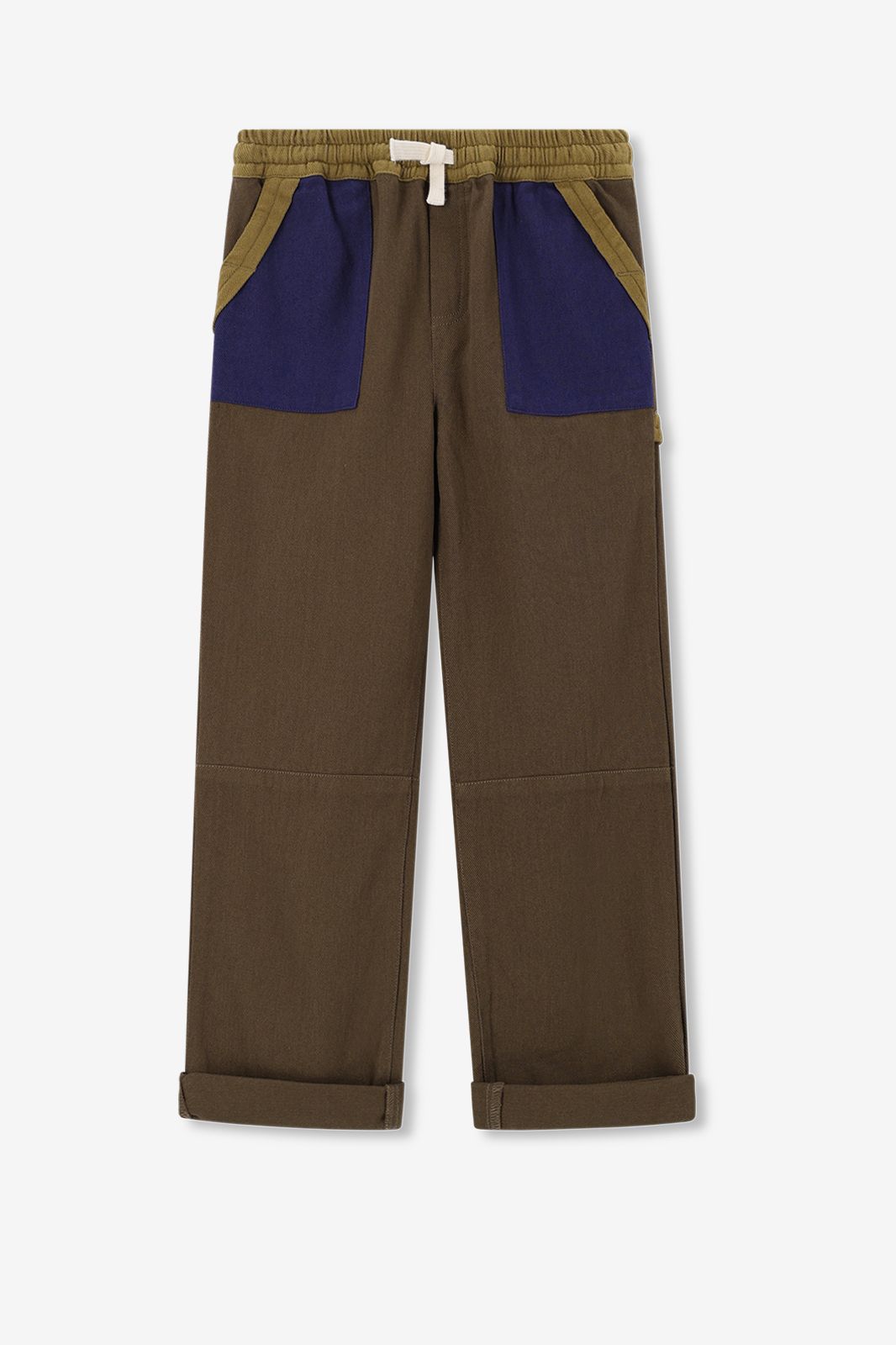 Pantalon cargo en tissu sergé - vert foncé