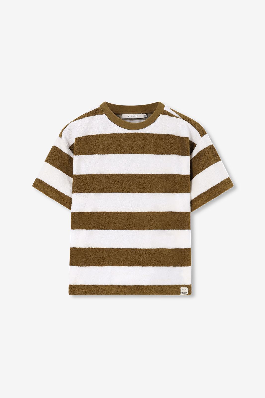 T-shirt rayé en tissu éponge - vert foncé