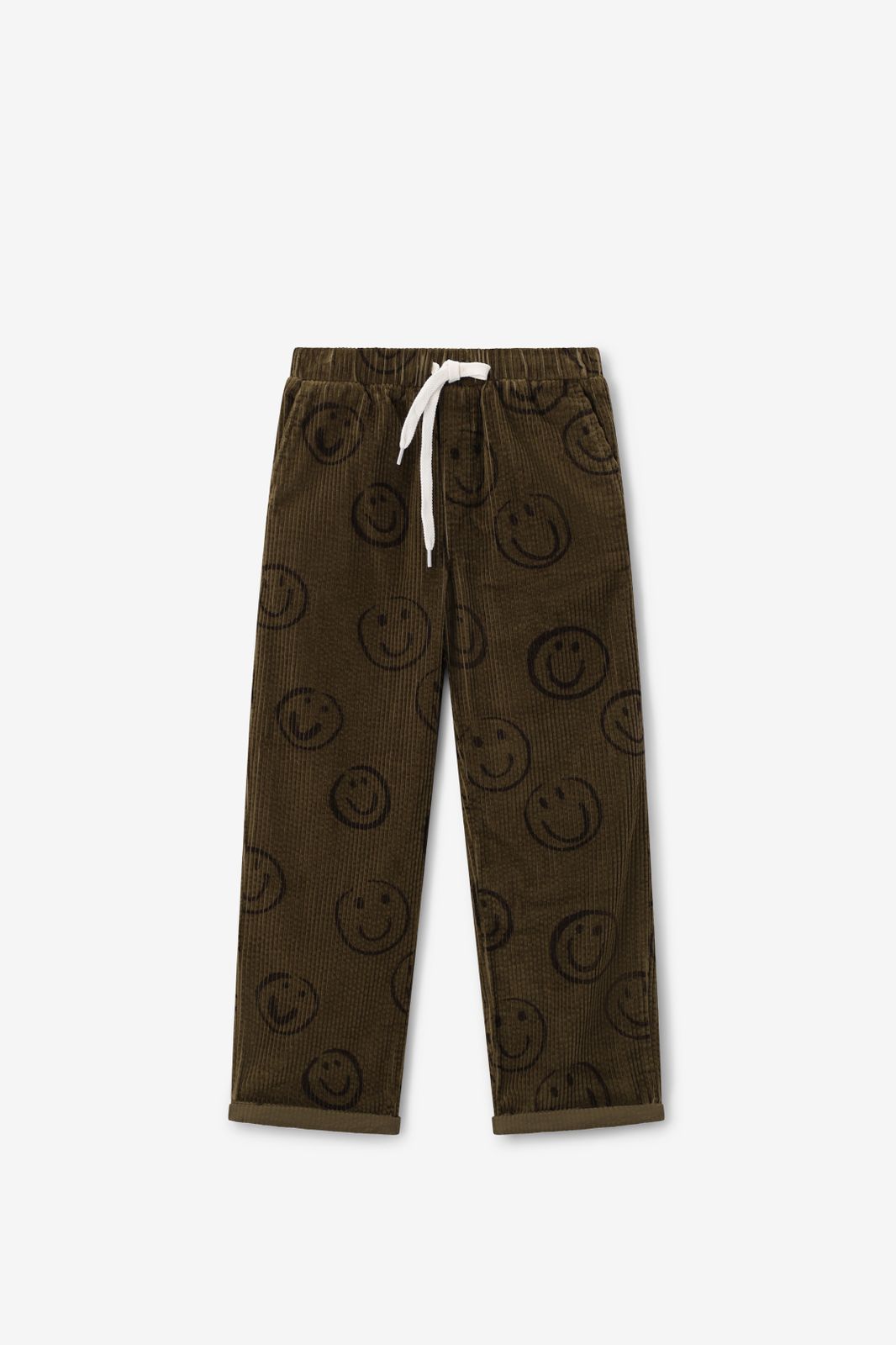 Pantalon en velours côtelé avec smileys - vert foncé