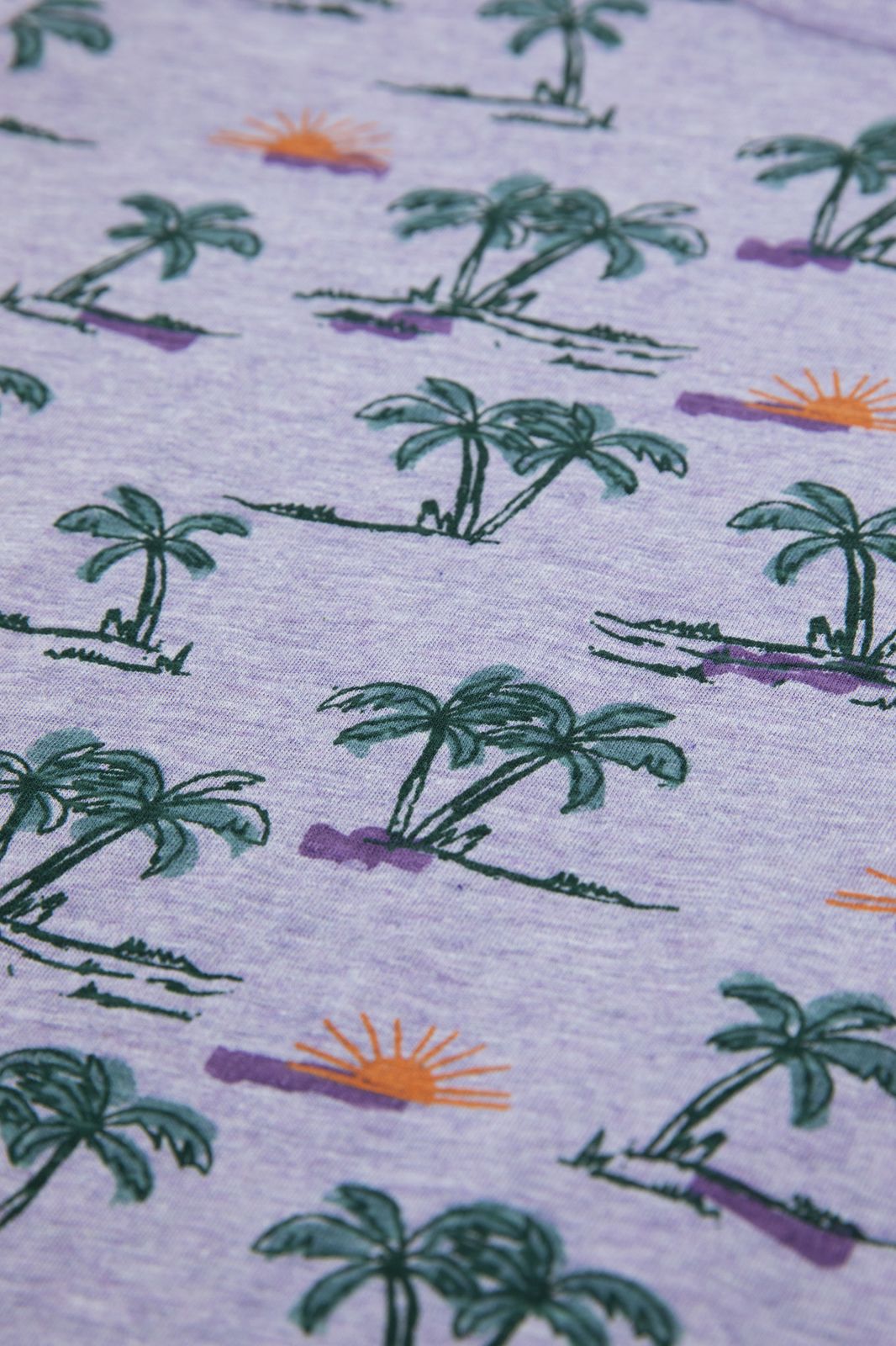 T-shirt rayé avec manches courtes et imprimé palmier - violet