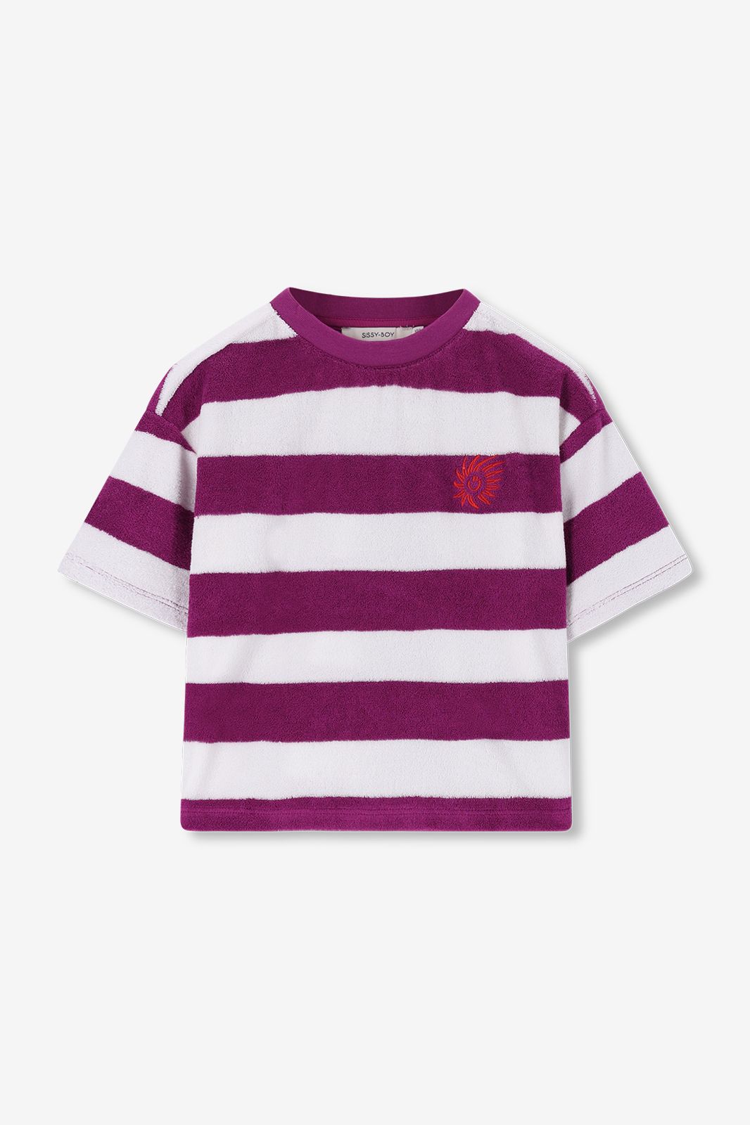 T-shirt rayé en tissu éponge - violet