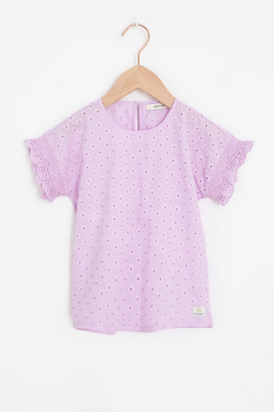 Top avec broderie anglaise - violet clair