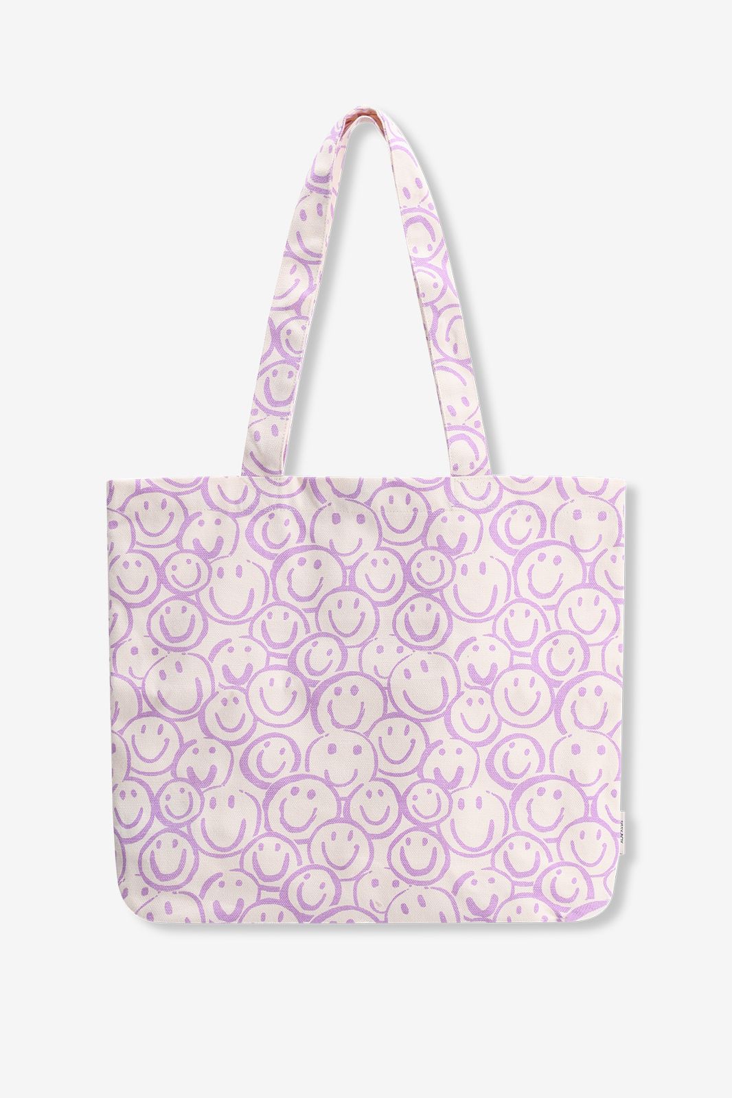 Cabas en toile avec imprimé smileys - violet clair