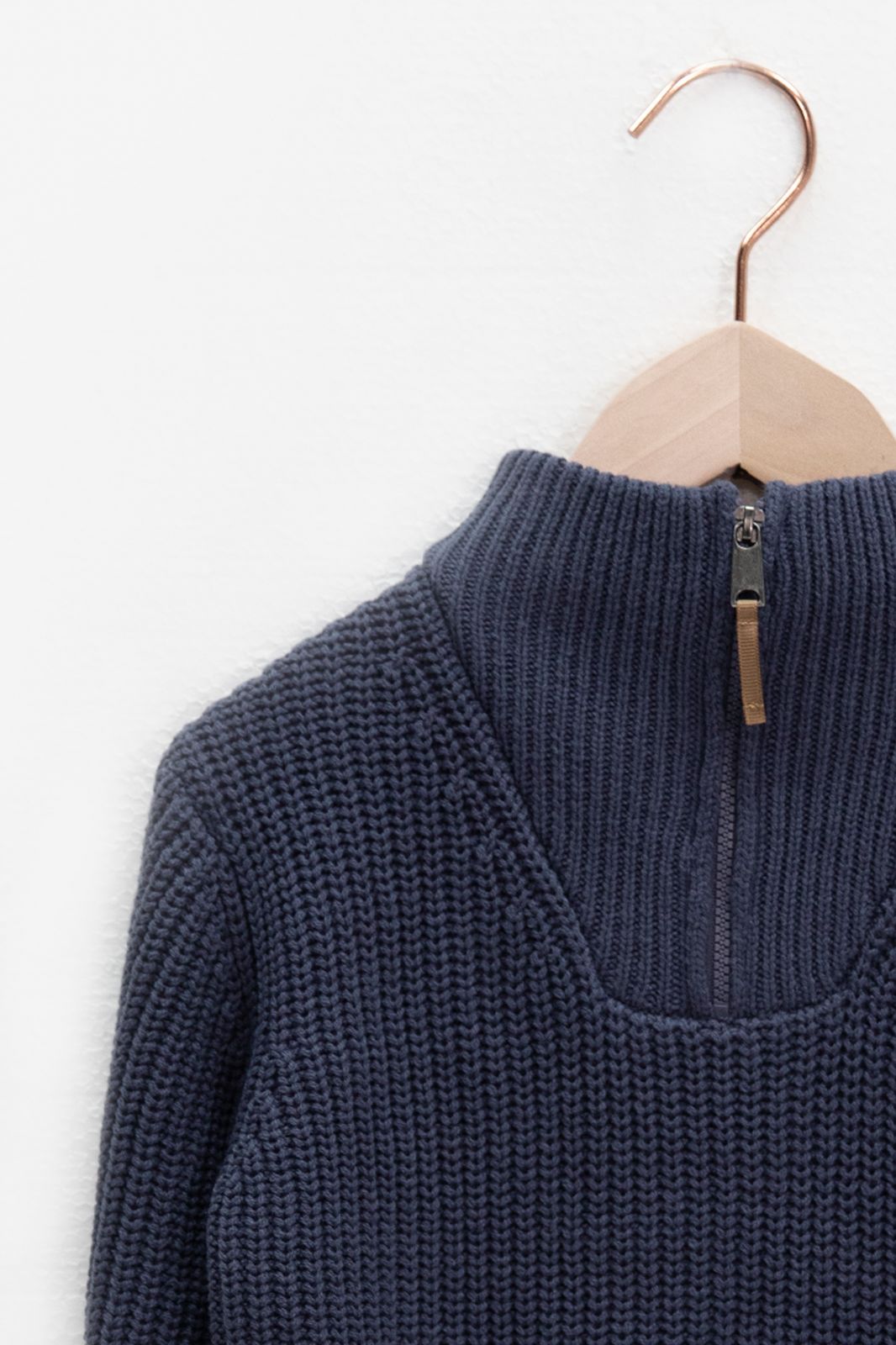 Pull tricoté avec fermeture éclair - bleu foncé
