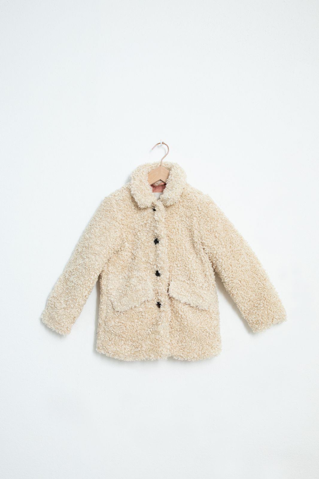 Lange Teddy-Jacke - beige