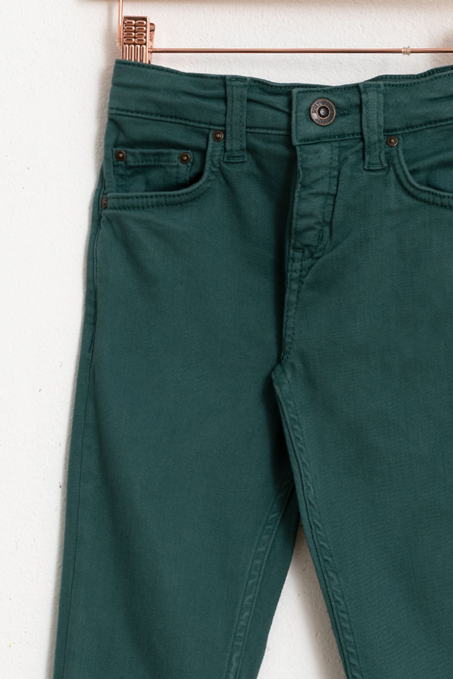 Donkergroene denim broek