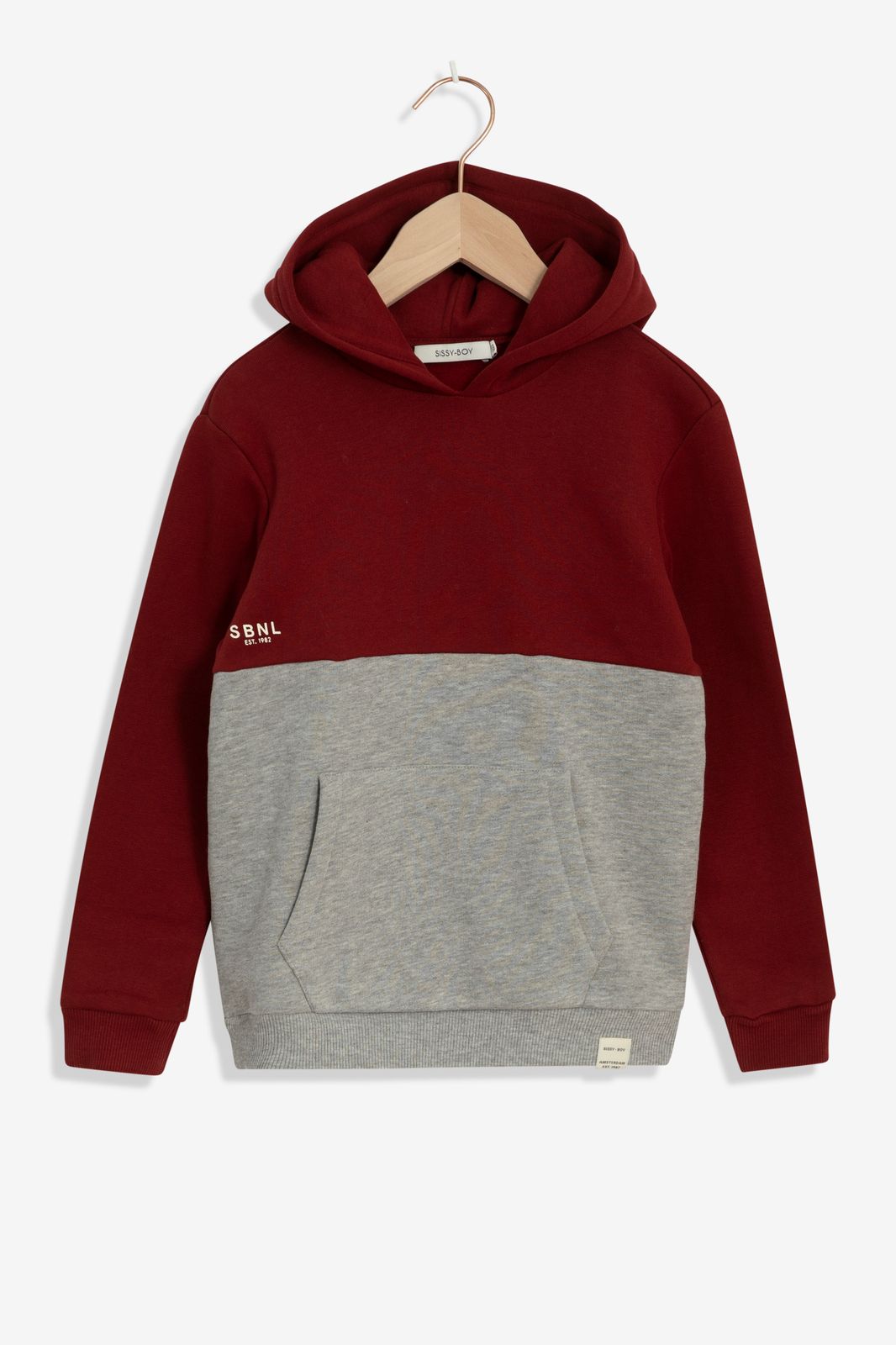 Donkerrode colorblock hoodie - Kids | Sissy-Boy