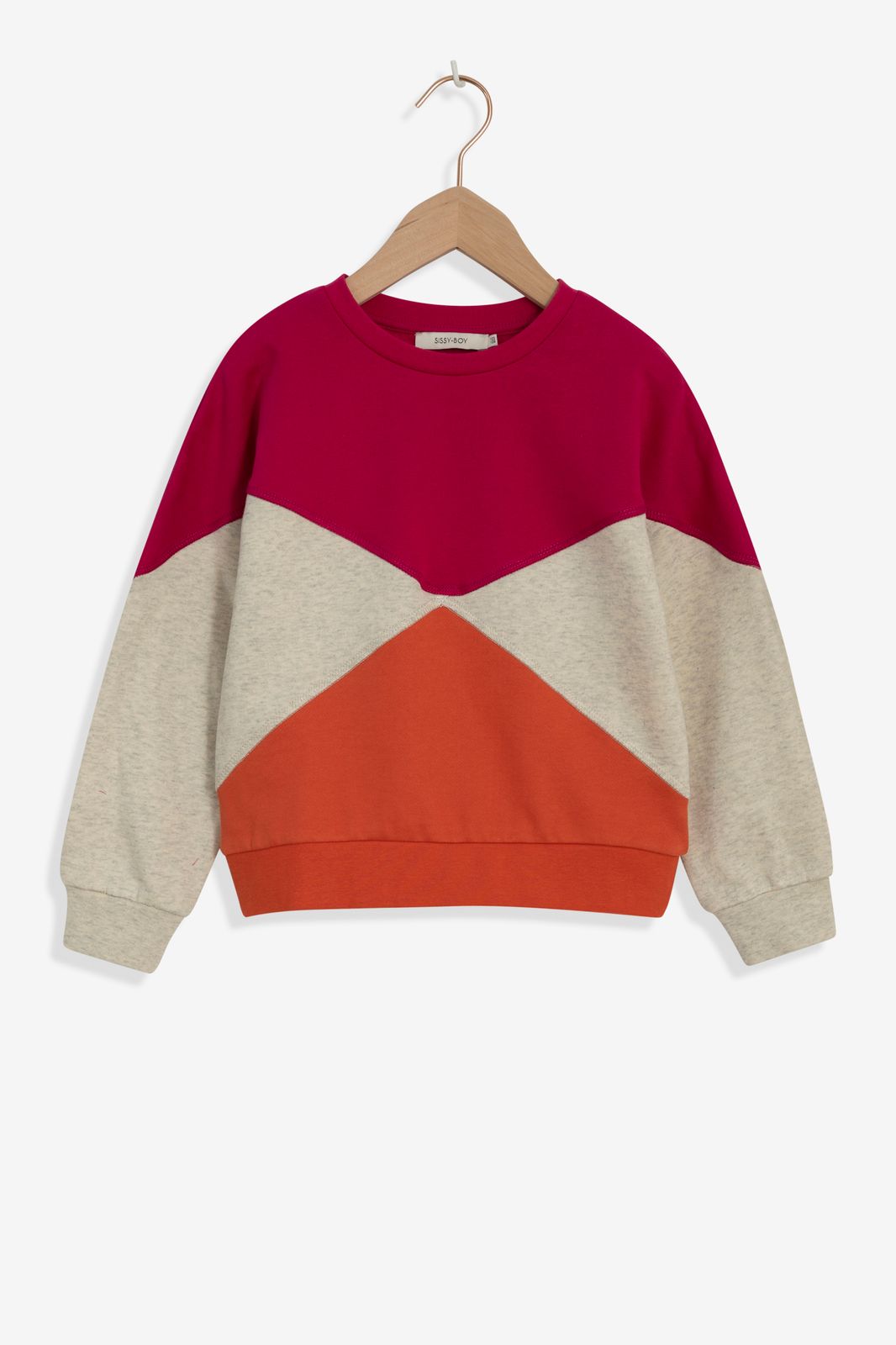 Donkerroze colorblock sweater