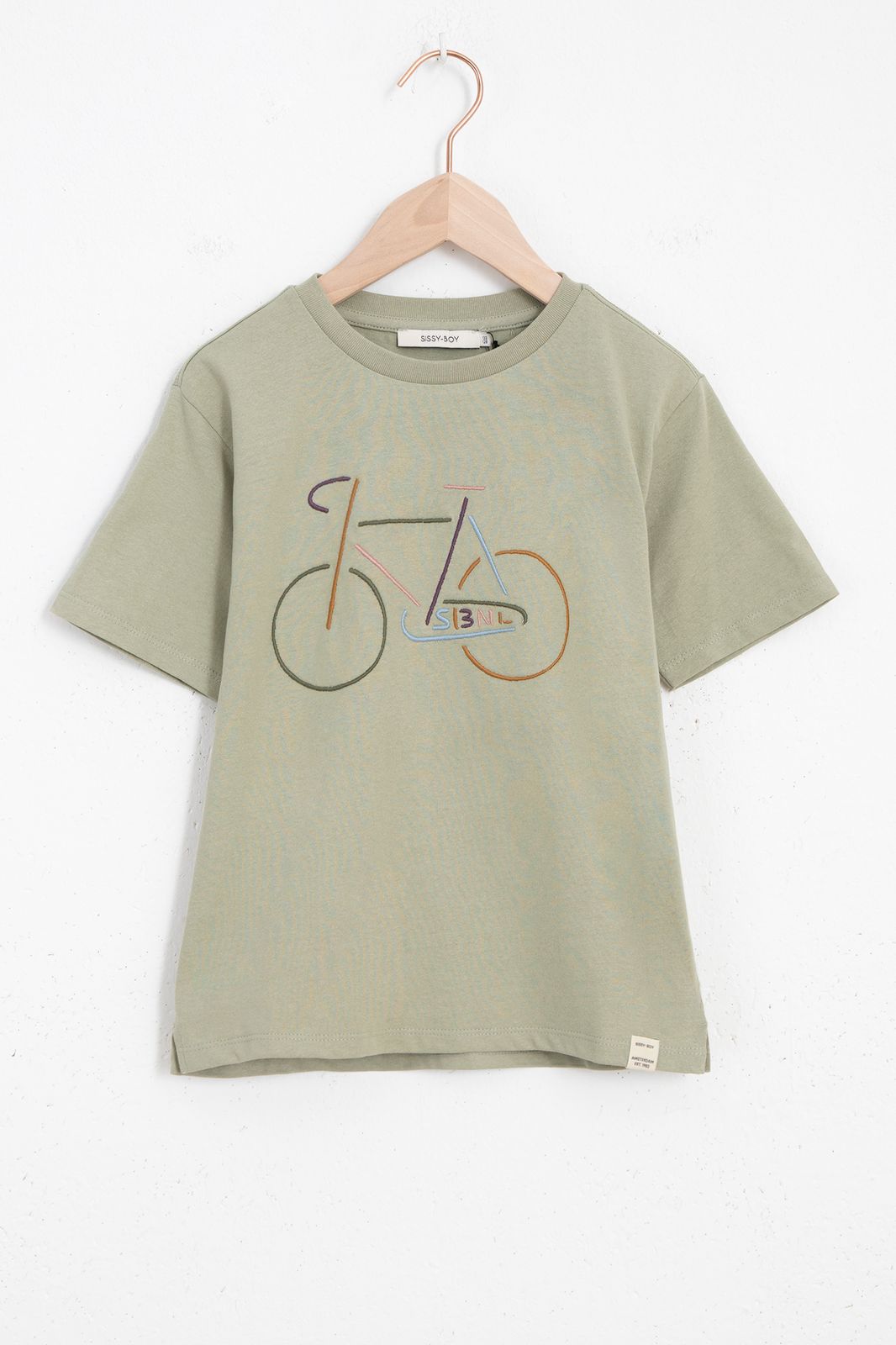 Groen katoenen T-shirt met fiets - Kids | Sissy-Boy