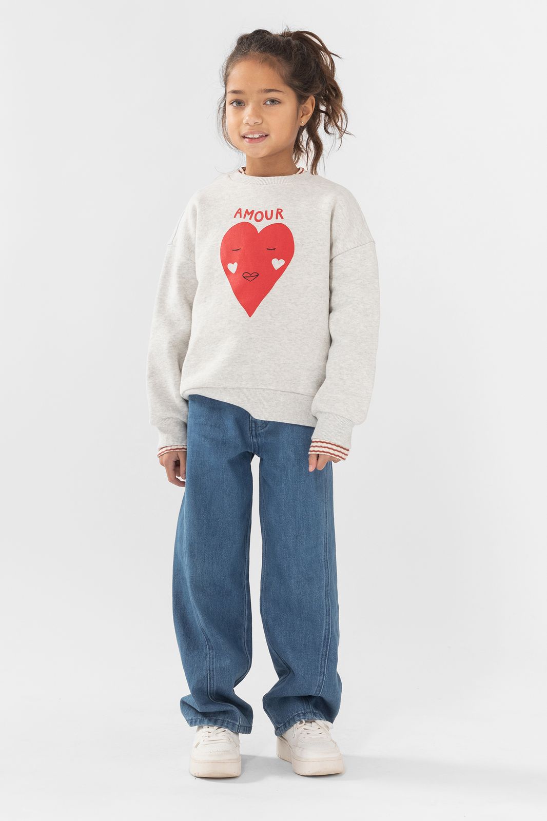 Grijze sweater met hartje Amour - Kids | Sissy-Boy