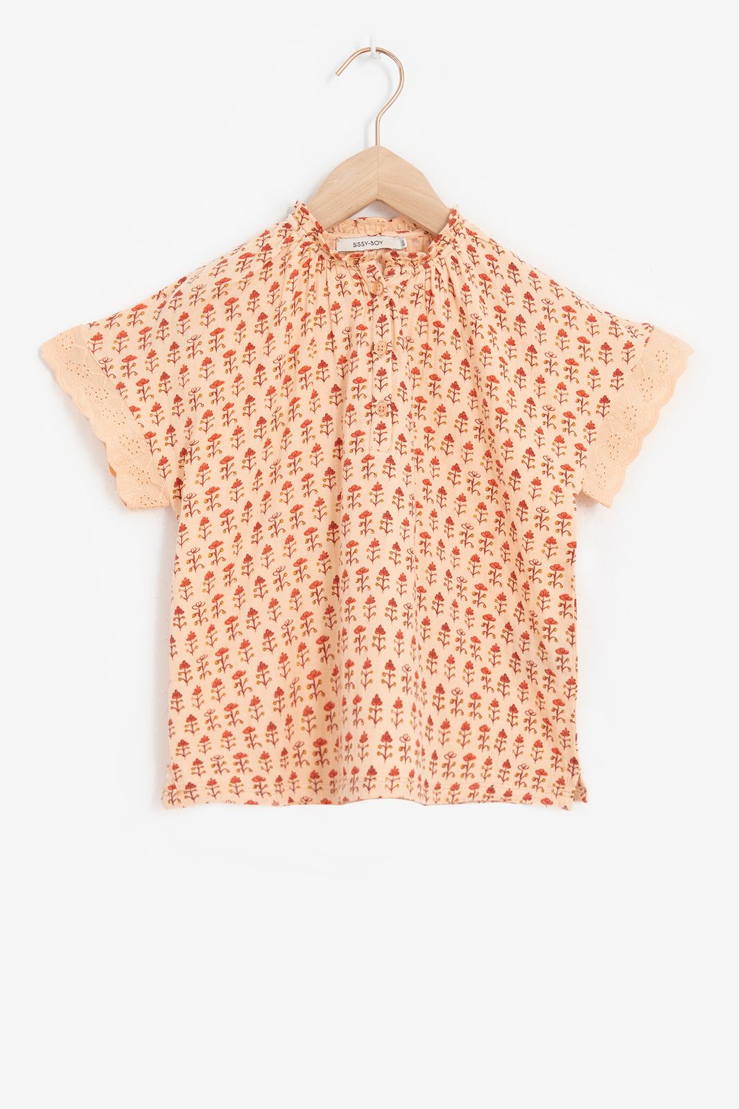 Lichtoranje blouse met bloemenprint - Kids | Sissy-Boy