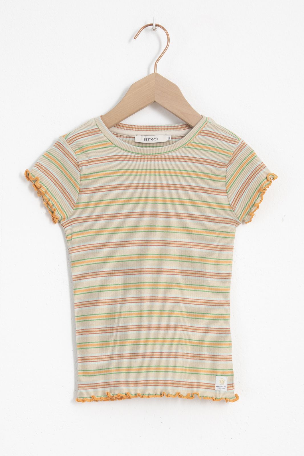 Geel gestreept T-shirt met ruffles - Kids | Sissy-Boy