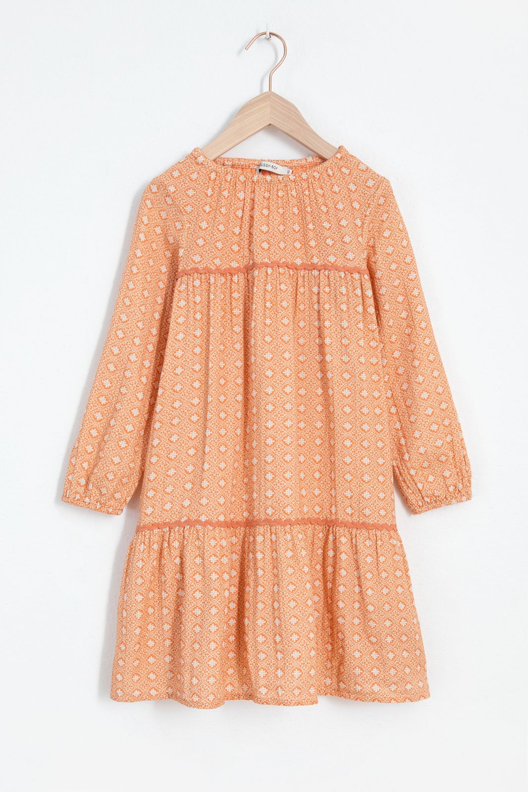 Oranje mousseline jurk met print - Kids | Sissy-Boy
