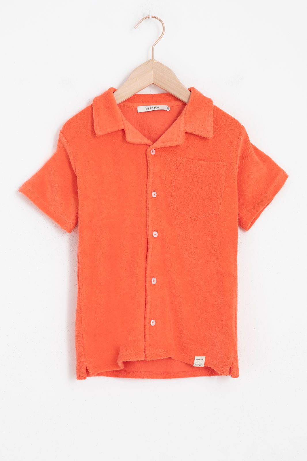 Oranje badstof shirt met knopen