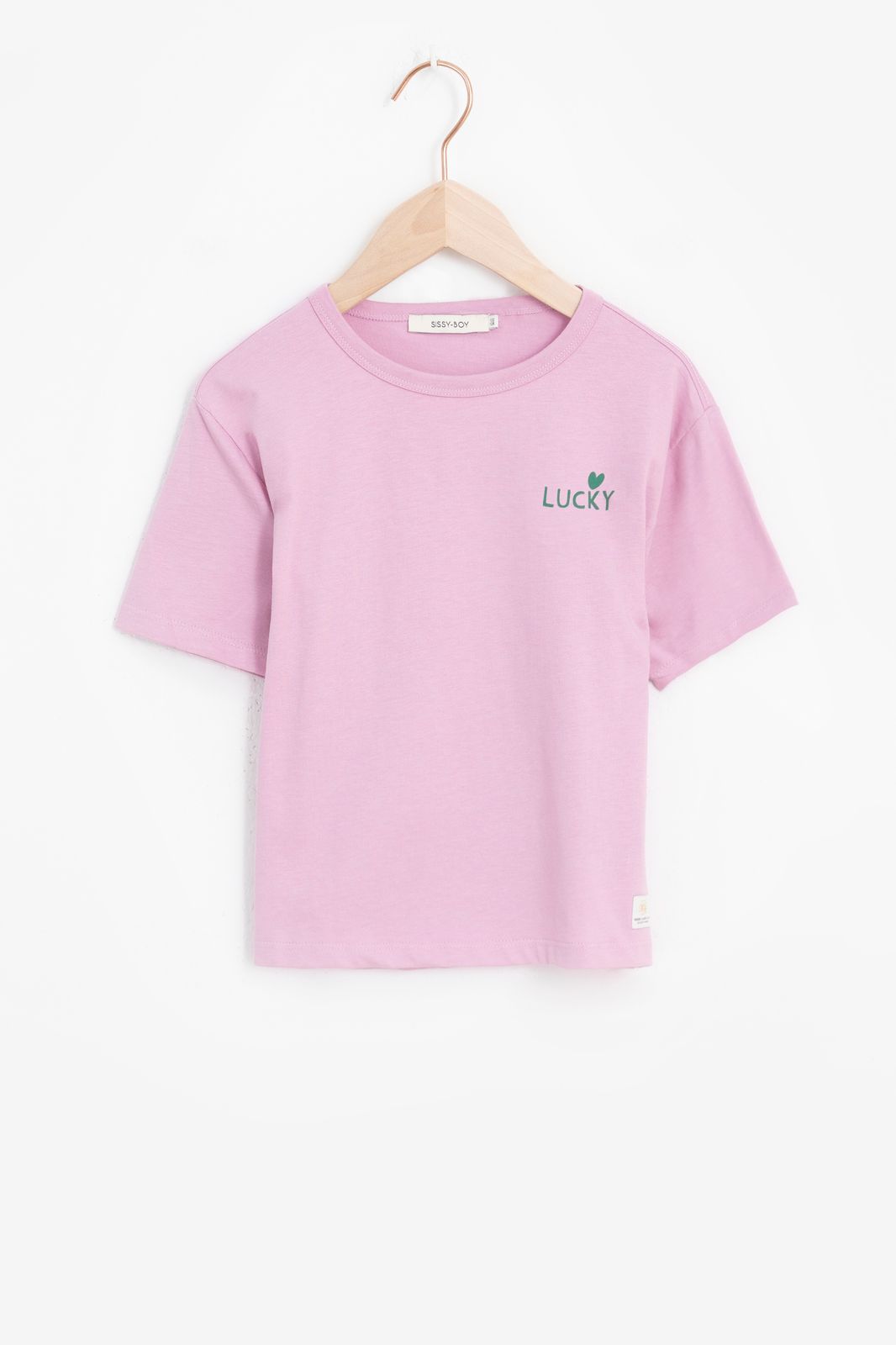 Roze T-shirt met lucky print