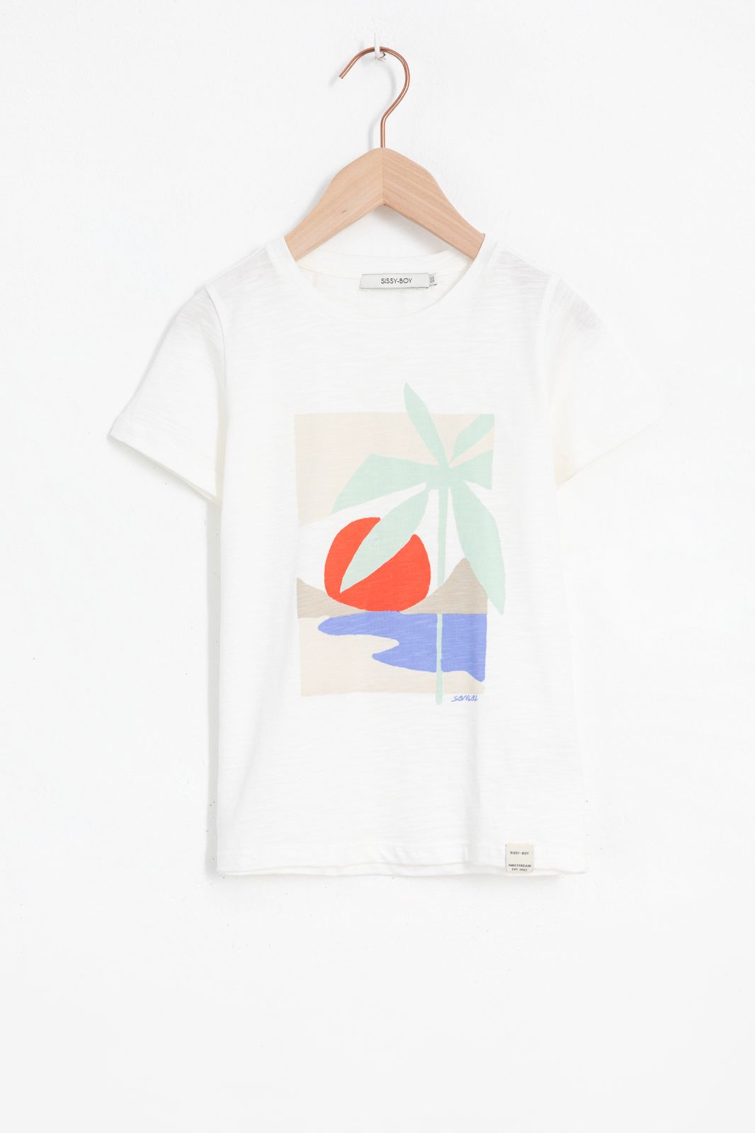 Wit T-shirt met landscape