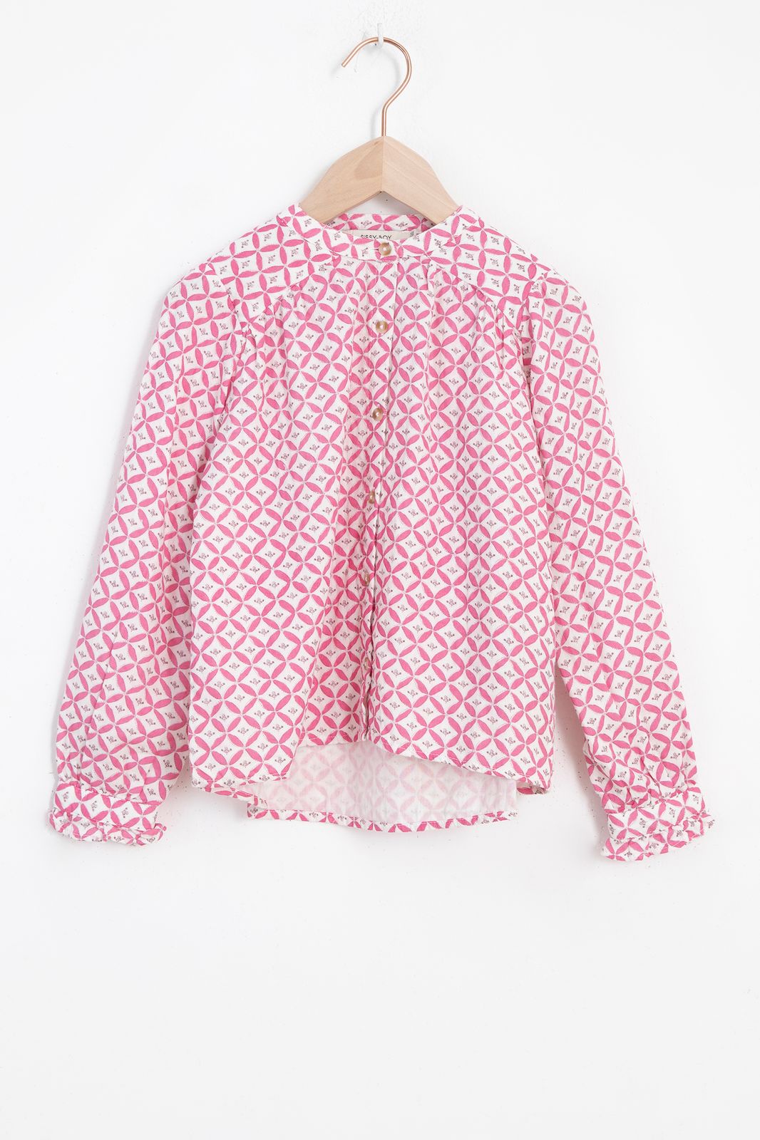 Witte blouse met roze print - Kids | Sissy-Boy