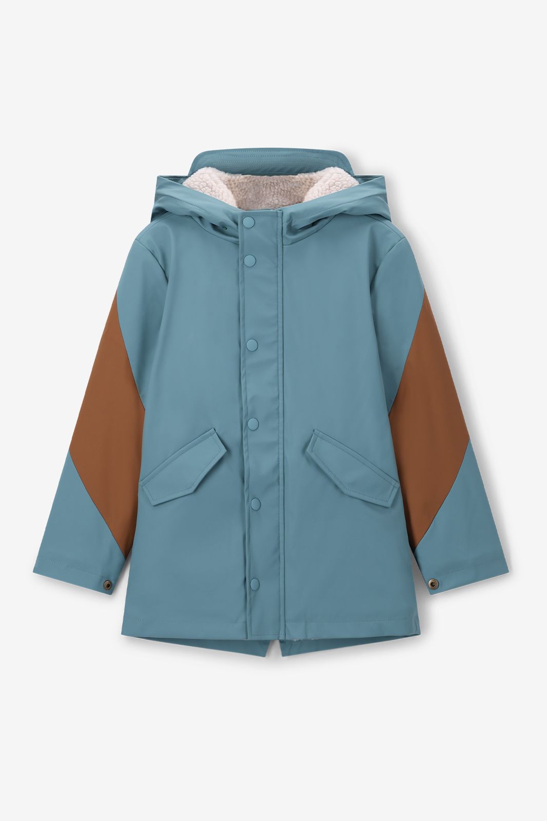 Imperméable long color block - bleu