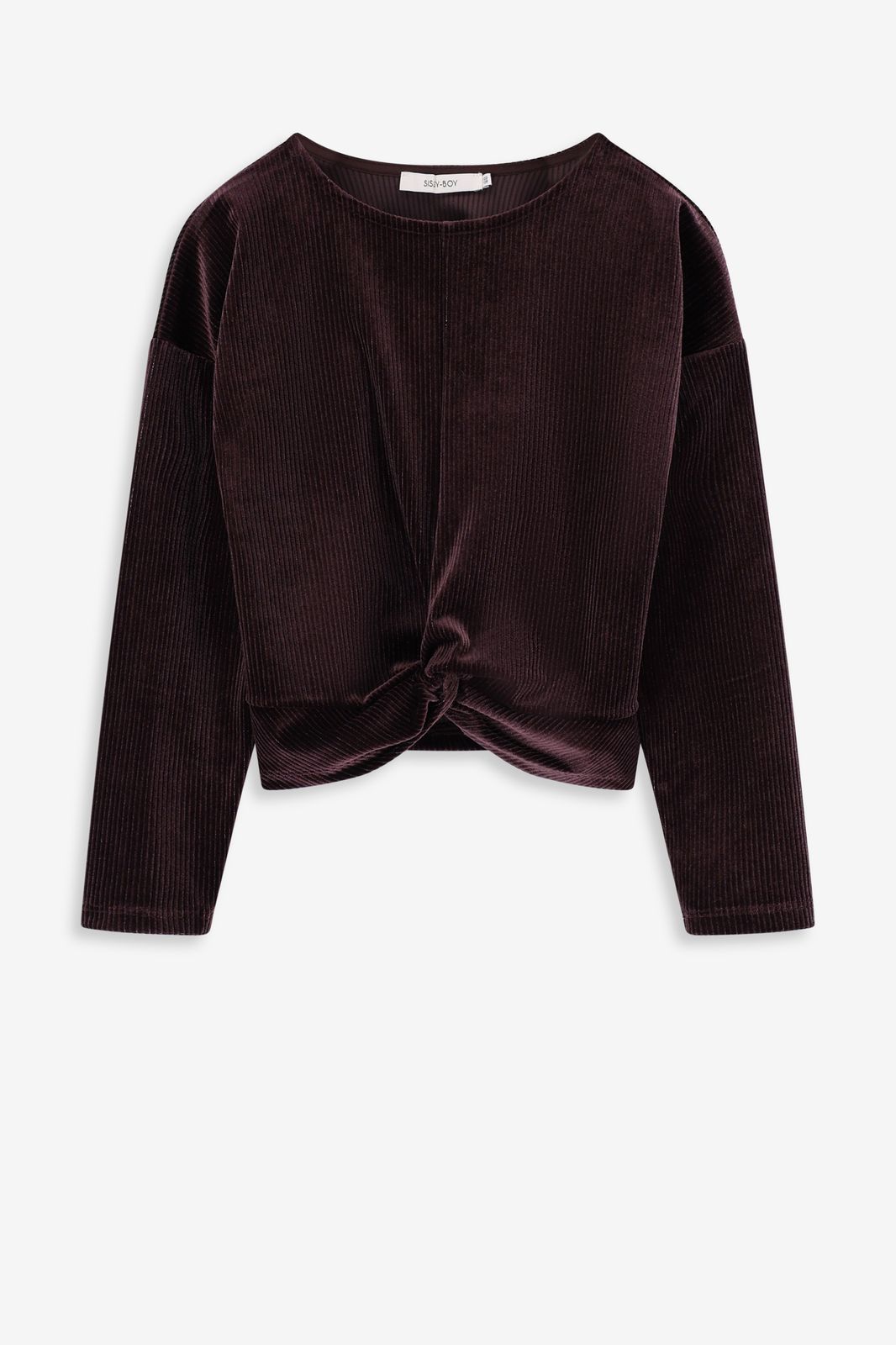 T-shirt manches longues avec détail noué - marron foncé