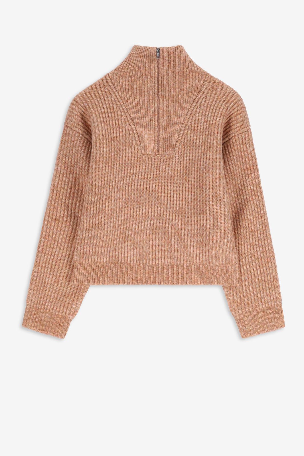 Pull en maille avec fermeture éclair - orange clair
