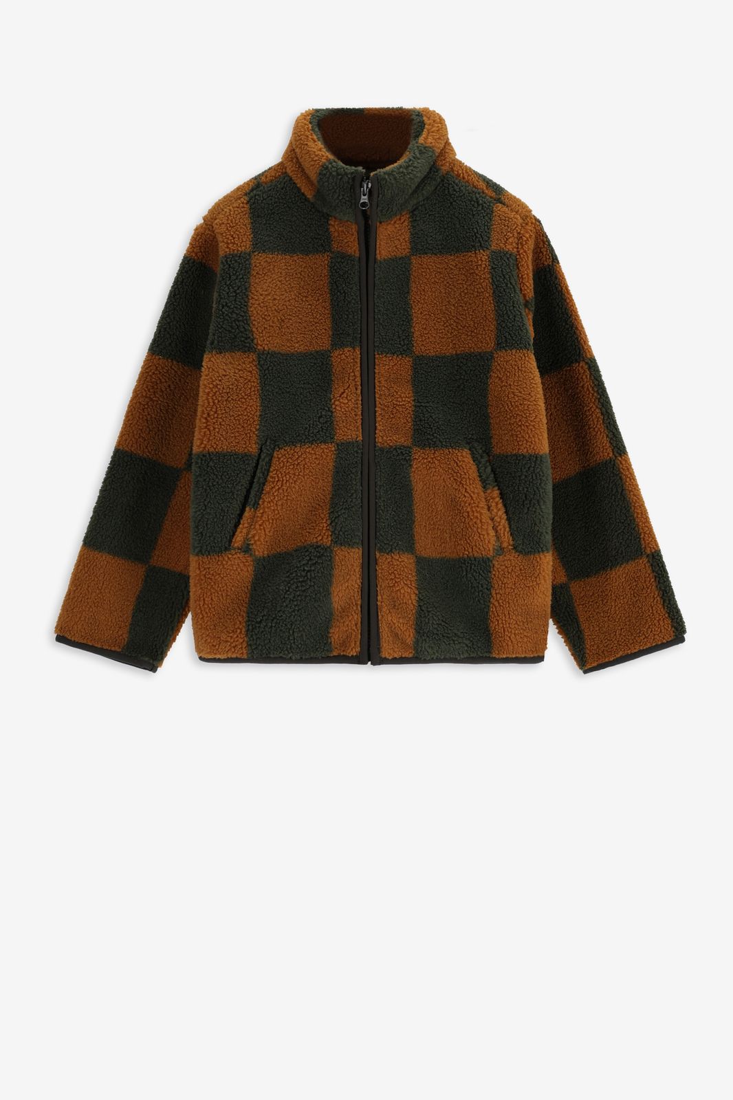 Manteau peluche à carreaux - vert foncé