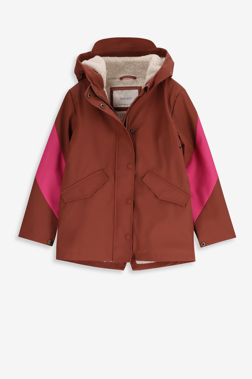 Lange Regenjacke in Colorblocking-Optik - braun
