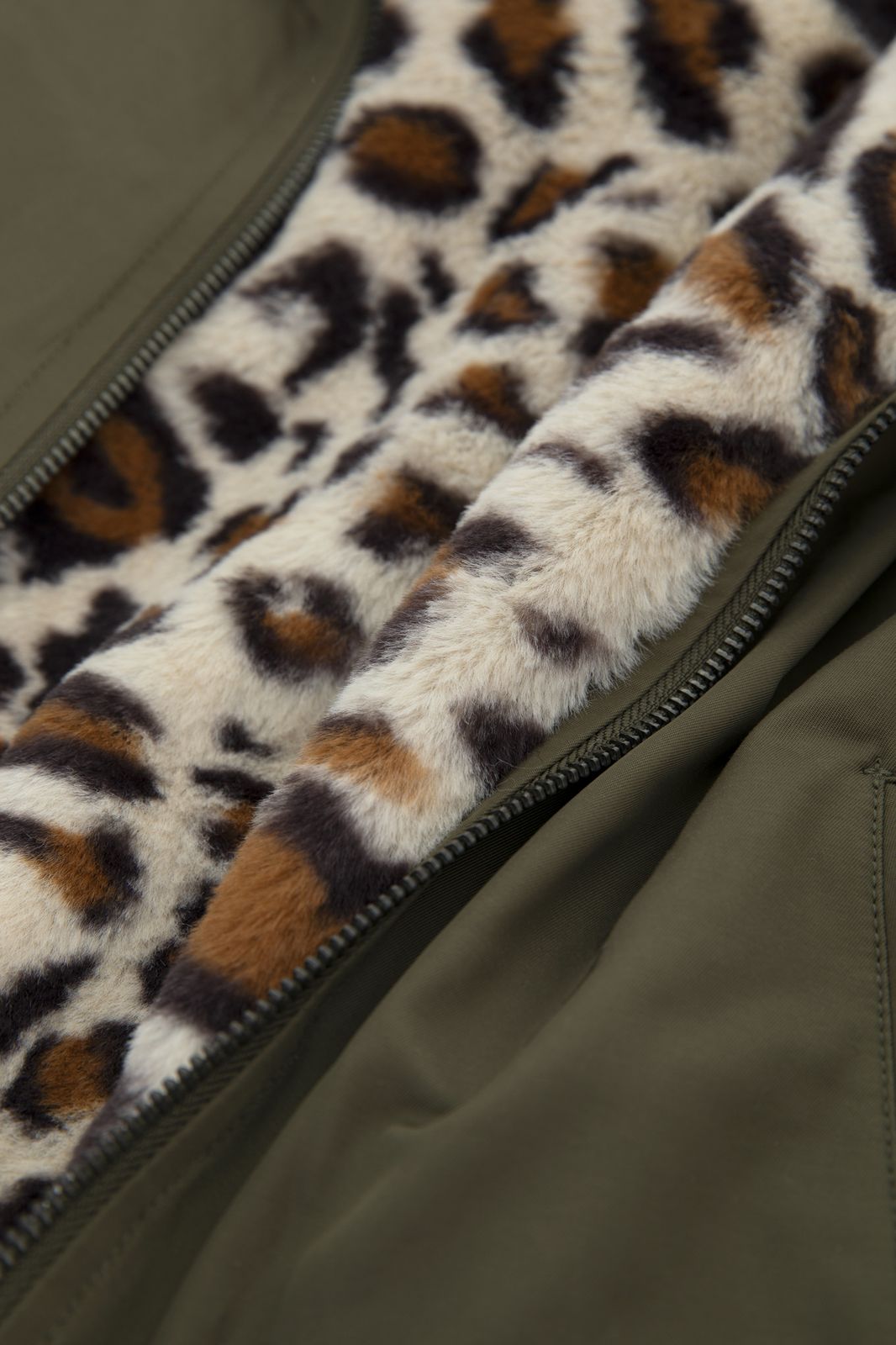 Manteau réversible fausse fourrure de léopard - vert