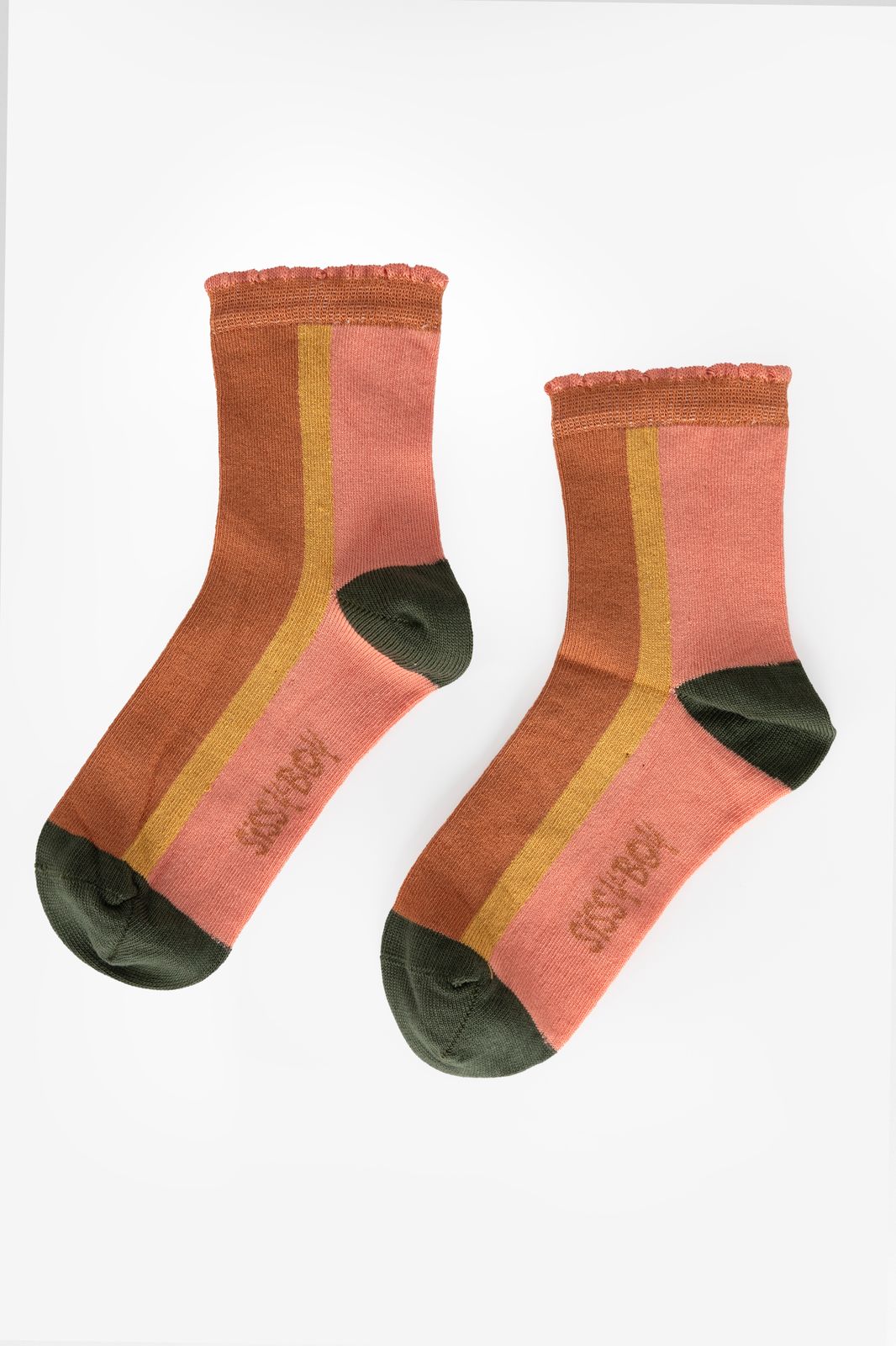 Socken in Colorblocking-Optik - rostbraun