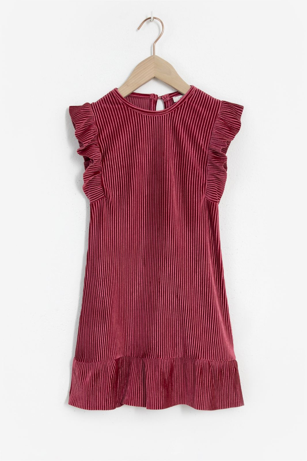 Samt-Kleid mit Plissee - rosa