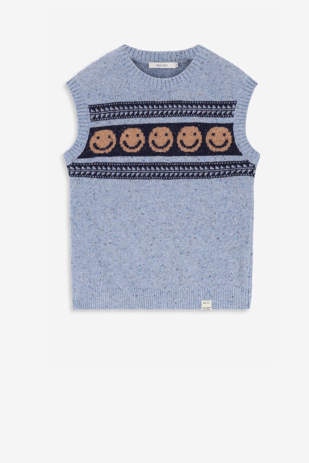 Strickpullunder mit Artwork - blau
