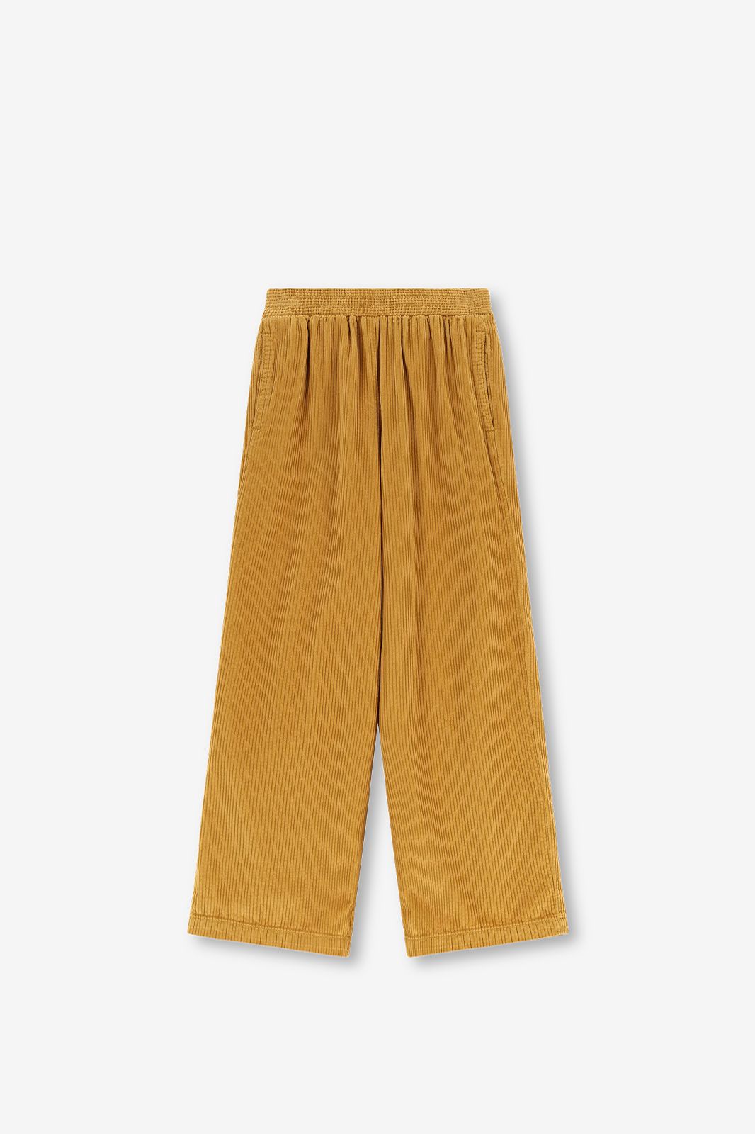 Pantalon jambes larges en velours côtelé - jaune foncé