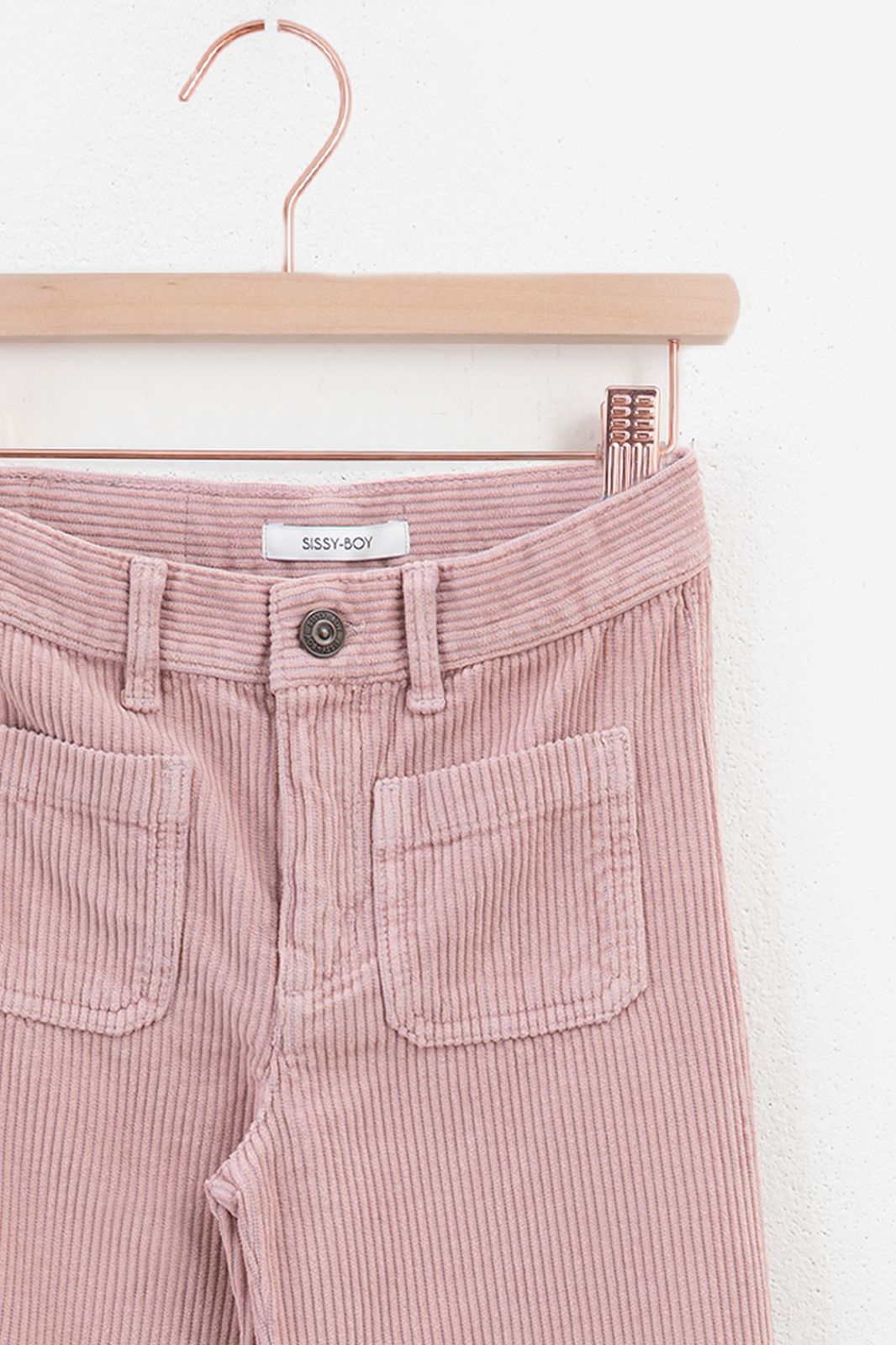 Jupe-culotte côtelée avec poches plaquées - gris-rose