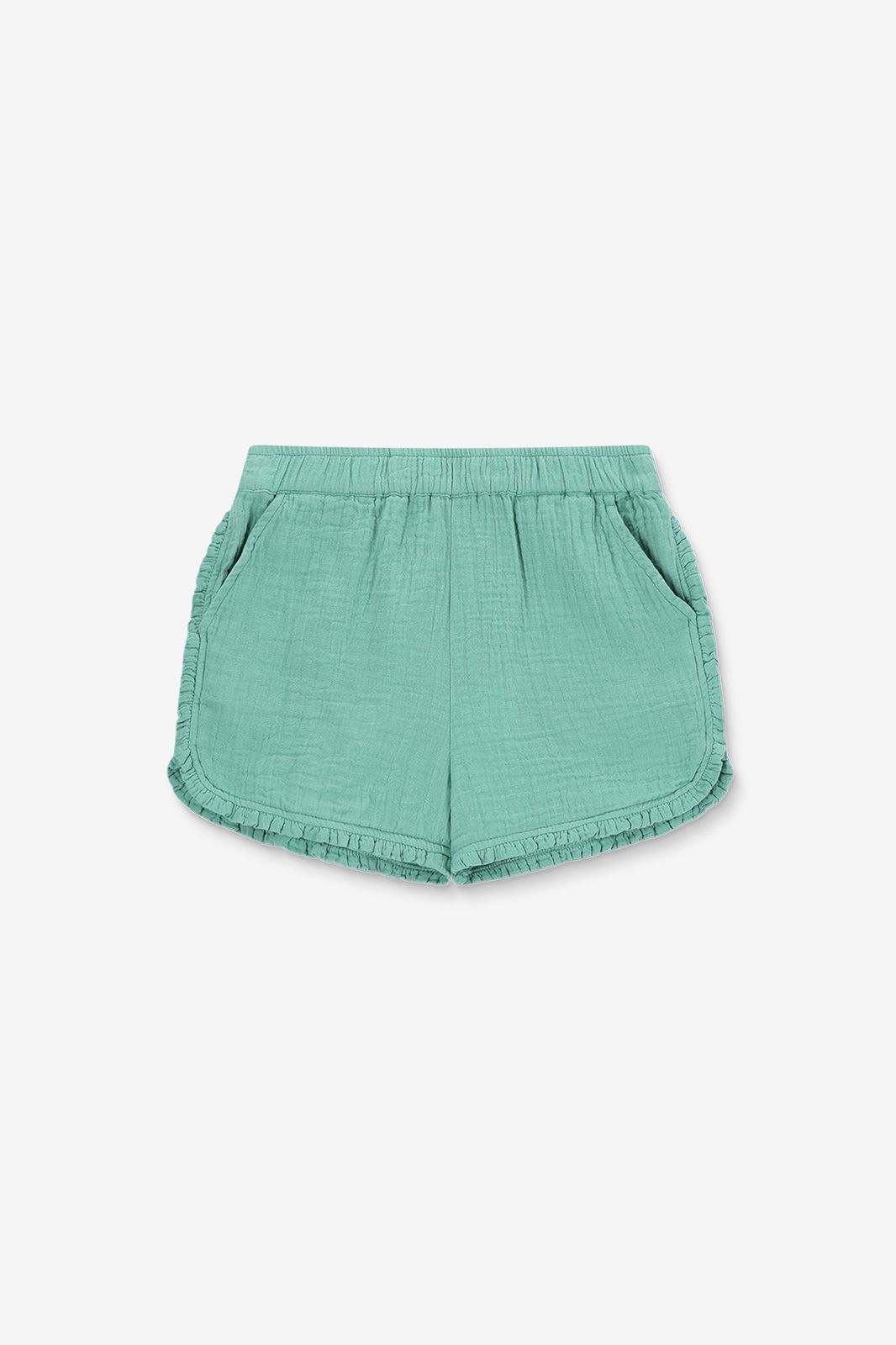 Groene shorts met ruffle details
